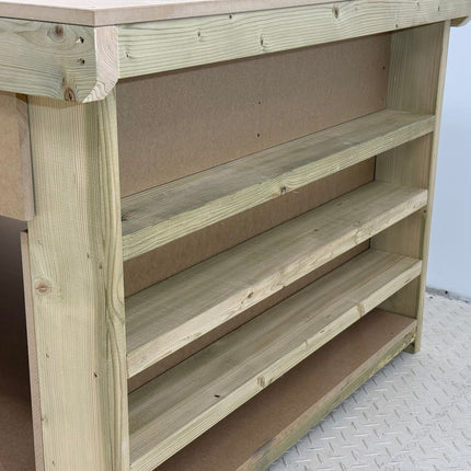 Wooden Workbench MDF Top with Extra shelving and Drawers Depth-3ft