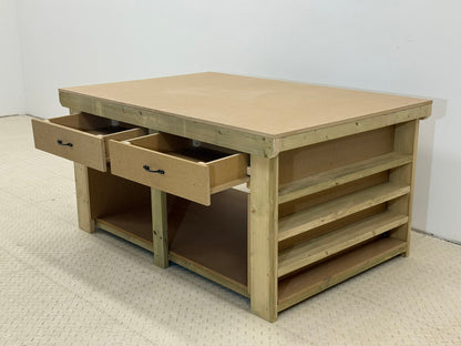 Wooden Workbench MDF Top with Extra shelving and Drawers Depth-4ft
