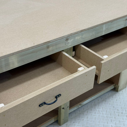 Wooden Workbench MDF Top with Extra shelving and Drawers Depth-3ft