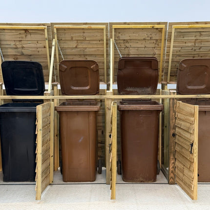 Wooden Wheelie Bin Store, Natural Finish