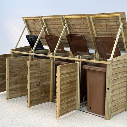 Wooden Wheelie Bin Store, Natural Finish