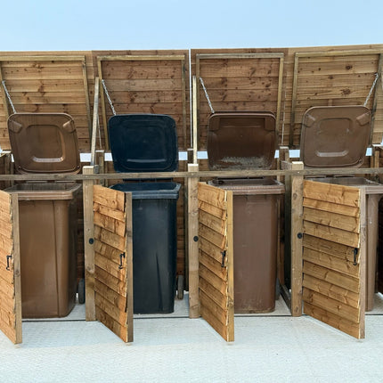 Wooden Wheelie Bin Store, Brown Finish