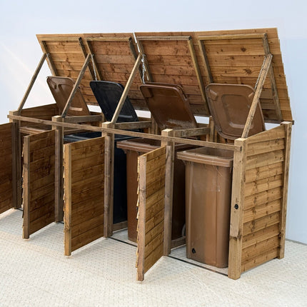 Wooden Wheelie Bin Store, Brown Finish