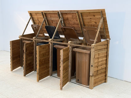 Wooden Wheelie Bin Store, Brown Finish