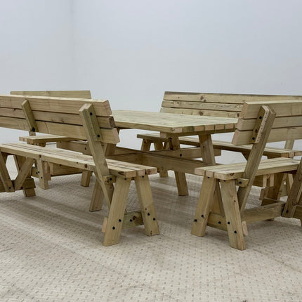 Meridian Square Picnic Table and Benches Set With Backrest