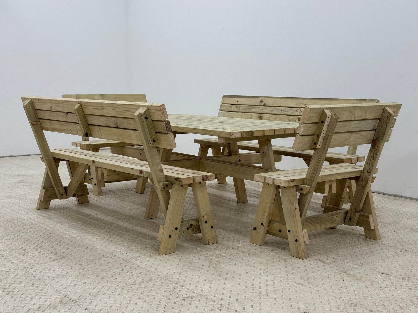 Meridian Square Picnic Table and Benches Set With Backrest