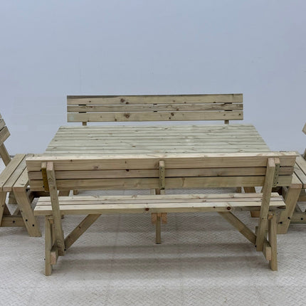 Meridian Square Picnic Table and Benches Set With Backrest