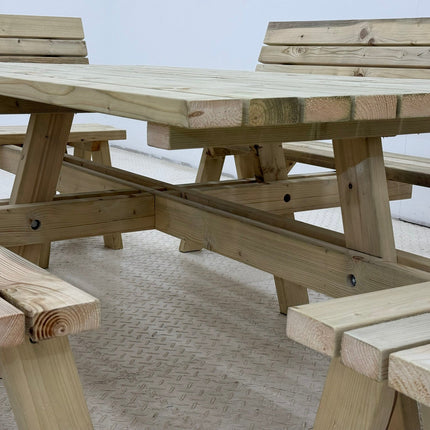 Meridian Square Picnic Table and Benches Set With Backrest