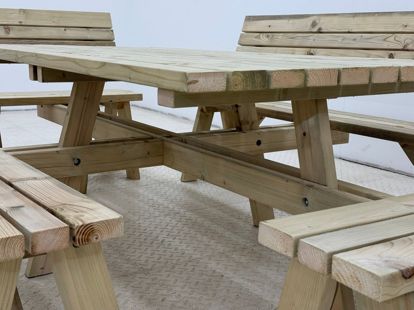 Meridian Square Picnic Table and Benches Set With Backrest