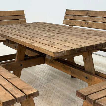 Meridian Square Picnic Table and Benches Set With Backrest
