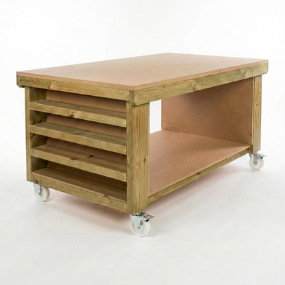Wooden Workbench MDF Top with Extra shelving Depth-4ft
