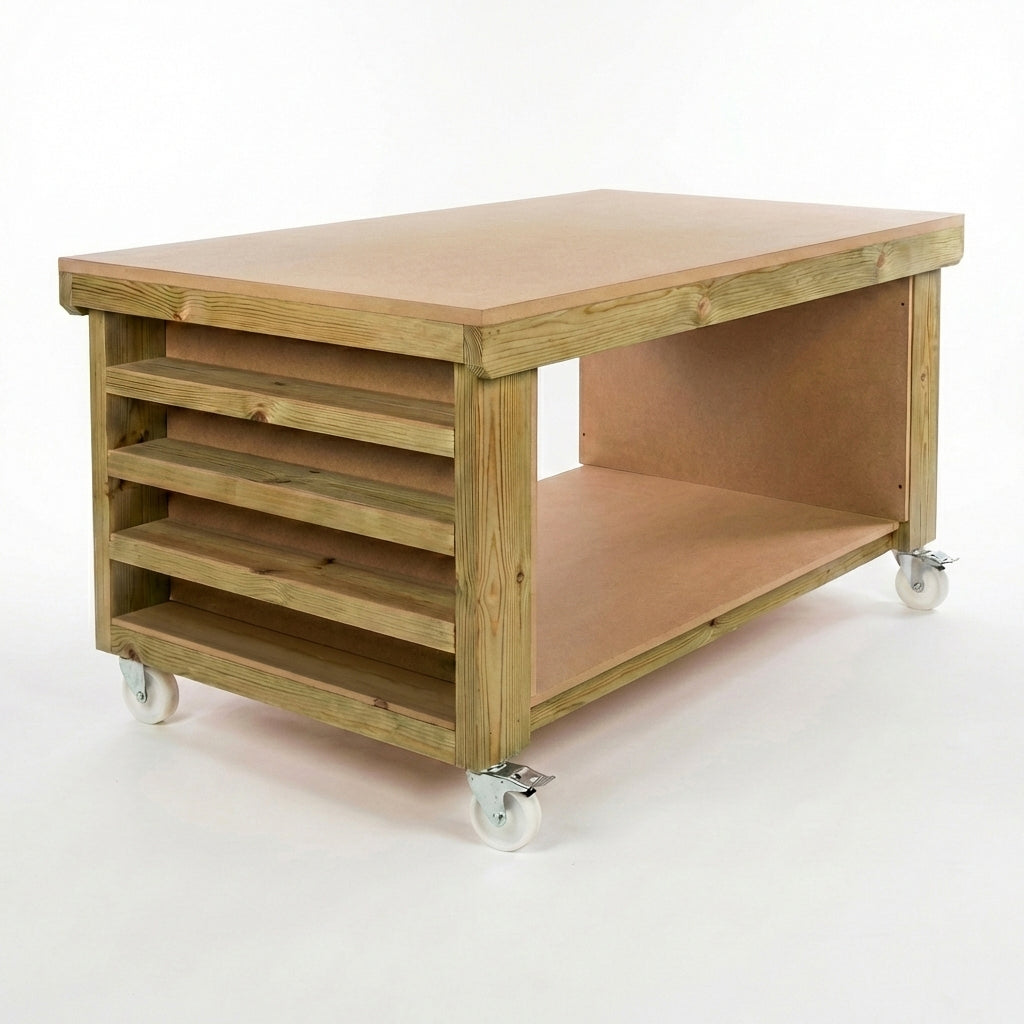 Wooden Workbench MDF Top with Extra shelving Depth-3ft
