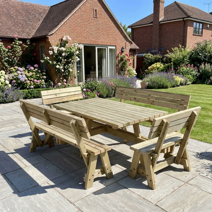 Meridian Square Picnic Table and Benches Set With Backrest
