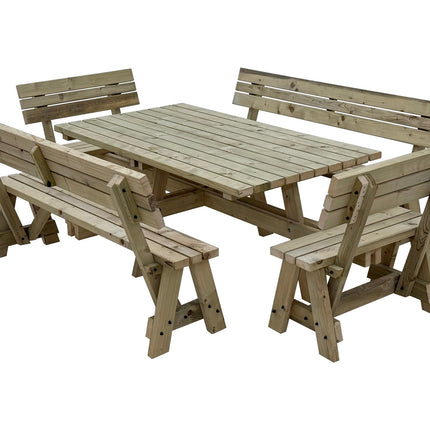 Meridian Square Picnic Table and Benches Set With Backrest