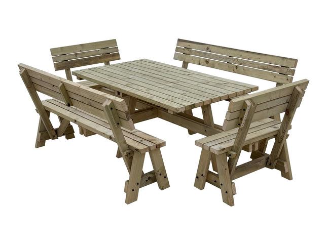 Meridian Square Picnic Table and Benches Set With Backrest