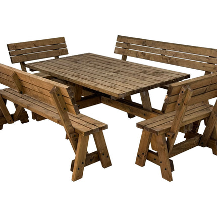 Meridian Square Picnic Table and Benches Set With Backrest