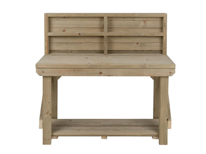 Indoor/outdoor workbench, pressure treated bench with back panel