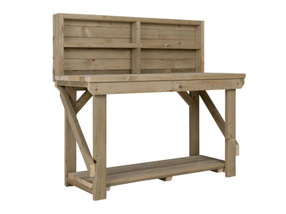 Indoor/outdoor workbench, pressure treated bench with back panel