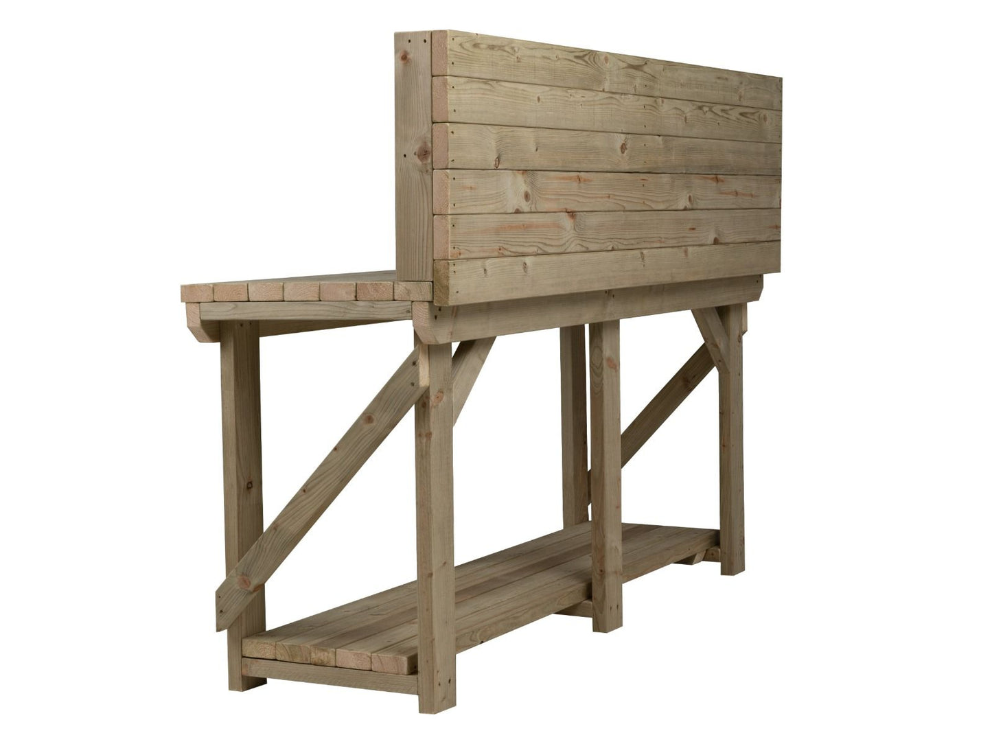 Indoor/outdoor workbench, pressure treated bench with back panel