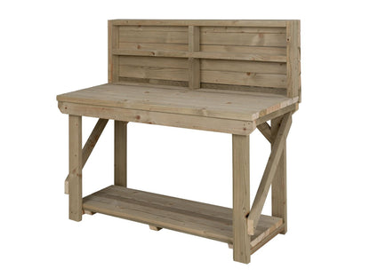 Indoor/outdoor workbench, pressure treated bench with back panel