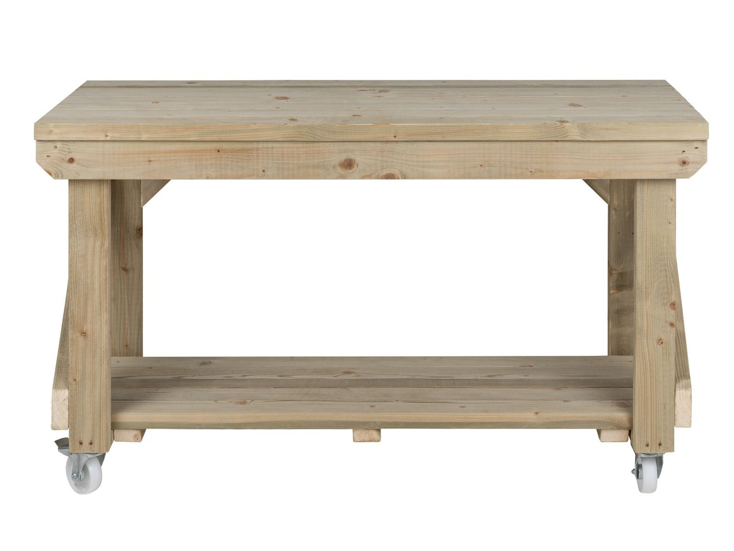 Indoor/outdoor workbench, pressure treated bench with wheels