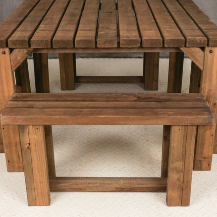QUADRUM Picnic Table With 4 Benches - Rustic Finish