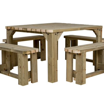 QUADRUM Rounded Picnic Table With 4 Benches