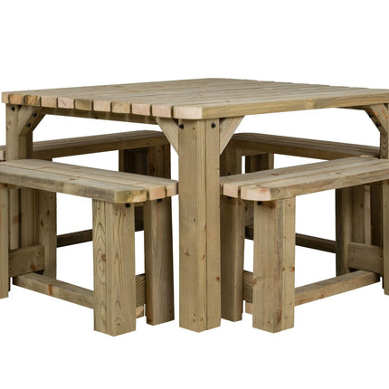 QUADRUM Rounded Picnic Table With 4 Benches