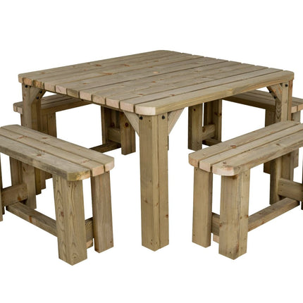 QUADRUM Rounded Picnic Table With 4 Benches