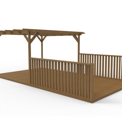 Rectangular Pergola And Decking Kit With Balustrade V.1