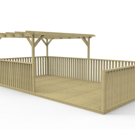 Rectangular Pergola and Decking Kit With Balustrades V.10