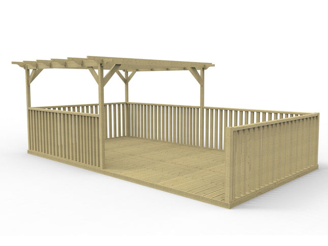 Rectangular Pergola and Decking Kit With Balustrades V.10