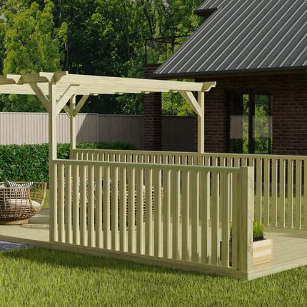 Rectangular Pergola and Decking Kit With Balustrades V.11
