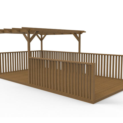 Rectangular Pergola and Decking Kit With Balustrades V.11