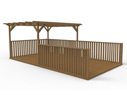 Rectangular Pergola and Decking Kit With Balustrades V.11