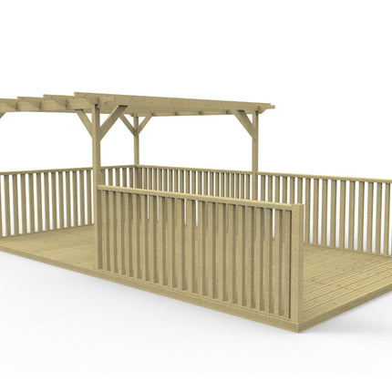 Rectangular Pergola and Decking Kit With Balustrades V.11