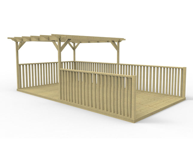 Rectangular Pergola and Decking Kit With Balustrades V.11