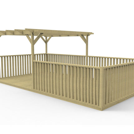 Rectangular Pergola and Decking Kit With Balustrades V.12