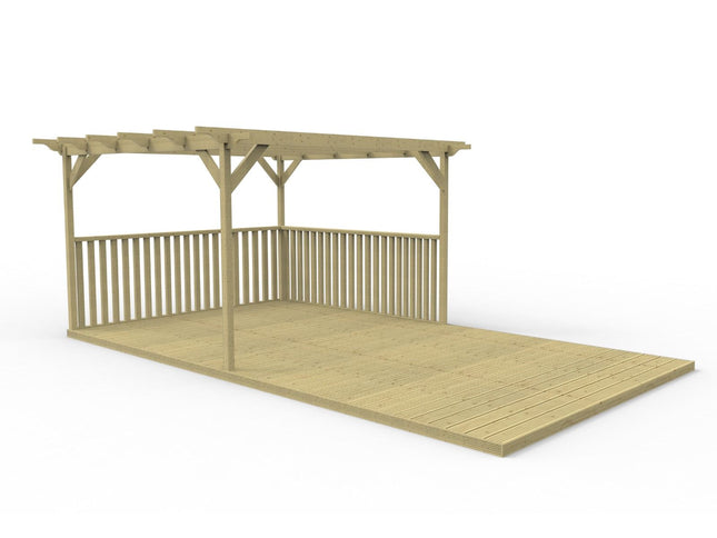 Rectangular Pergola and Decking Kit With Balustrades V.2