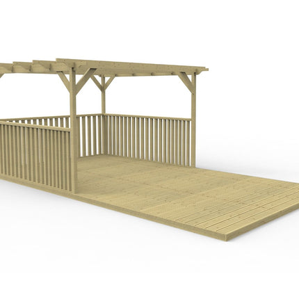 Rectangular Pergola and Decking Kit With Balustrades V.3
