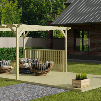 Rectangular Pergola And Decking Kit With Balustrade V.4