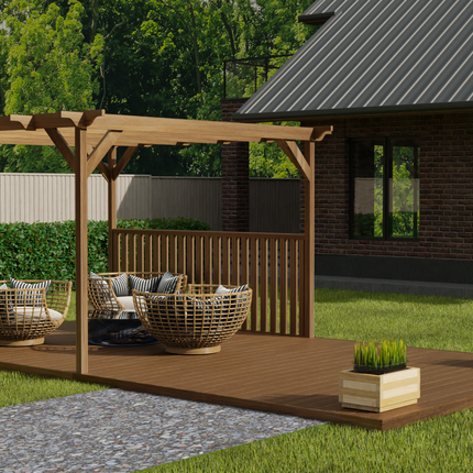 Rectangular Pergola And Decking Kit With Balustrade V.4