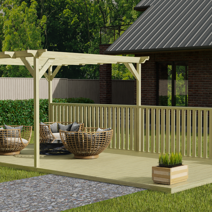 Rectangular Pergola And Decking Kit With Balustrade V.5