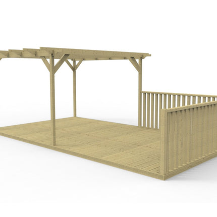 Rectangular Pergola And Decking Kit With Balustrade V.6