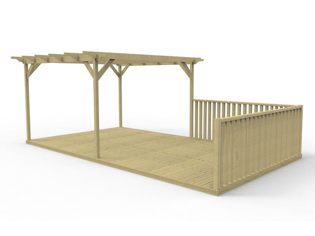 Rectangular Pergola And Decking Kit With Balustrade V.6