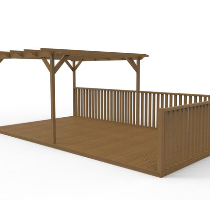 Rectangular Pergola And Decking Kit With Balustrade V.7