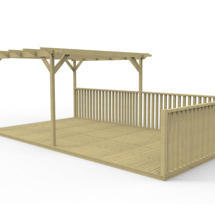 Rectangular Pergola And Decking Kit With Balustrade V.7