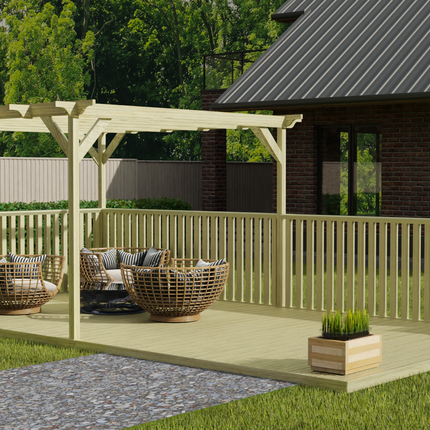 Rectangular Pergola And Decking Kit With Balustrade V.8