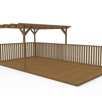 Rectangular Pergola And Decking Kit With Balustrade V.8