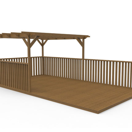 Rectangular Pergola And Decking Kit With Balustrade V.9
